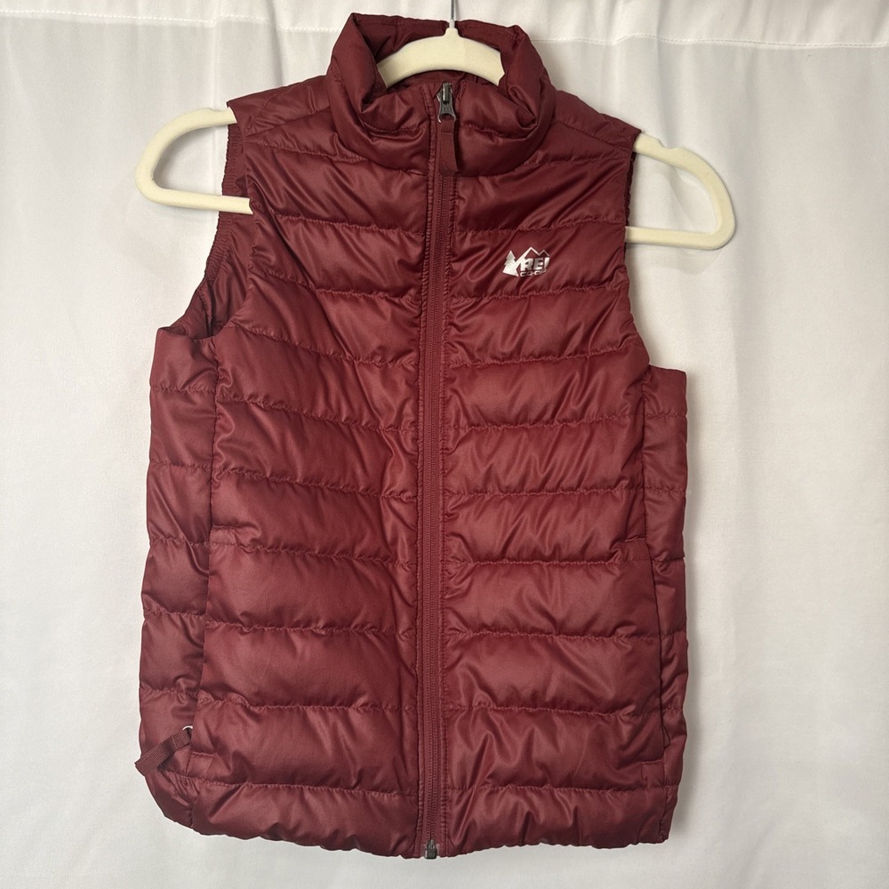 REI Co-op Kids Burgundy Down Puffer Vest Full Zip Insulated 10/12